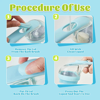 Transform Bath Time with Our Pet Bath Brush & Shampoo Dispenser – Gentle Grooming Tool for Dogs & Cats!