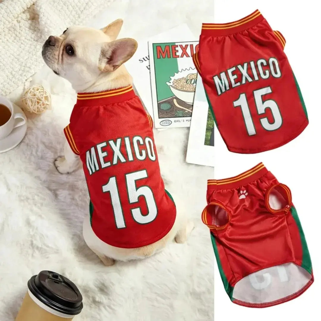 Mexico 15 Pet Jersey Shirt - Stylish & Breathable Sports Vest for Small Dogs & Cats, Perfect for Daily Wear, Outdoor Adventures, and Special Occasions