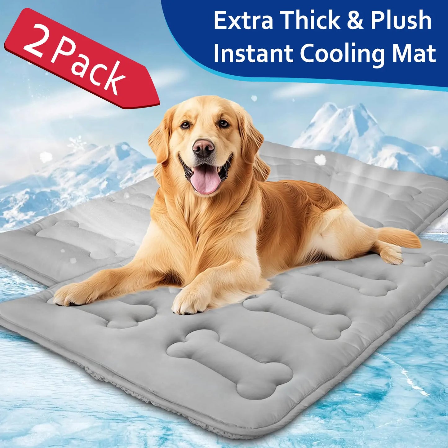 2-Pack Extra Thick Dog Cooling Mats - Durable Non-Slip Summer Pet Pads for Cats & Dogs, Lightweight & Washable for Indoor/Outdoor Use