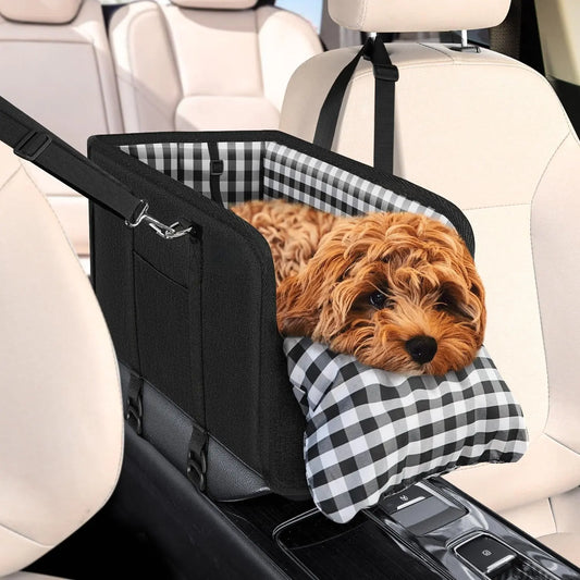 Ultimate Center Console Dog Car Seat - Cozy & Secure Booster for Small Pets, Perfect for Travel Anxiety Relief!