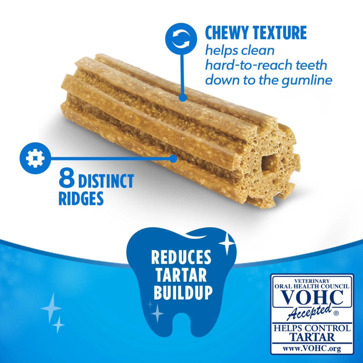 Purina Daily Oral Care Large Dog Dental Treats with Chicken - 20.7 Oz Pouch (18 Count) for Fresh Breath & Healthy Teeth!