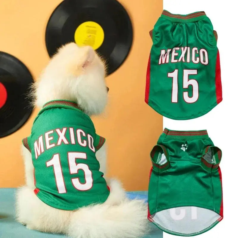 Mexico 15 Pet Jersey Shirt - Stylish & Breathable Sports Vest for Small Dogs & Cats, Perfect for Daily Wear, Outdoor Adventures, and Special Occasions