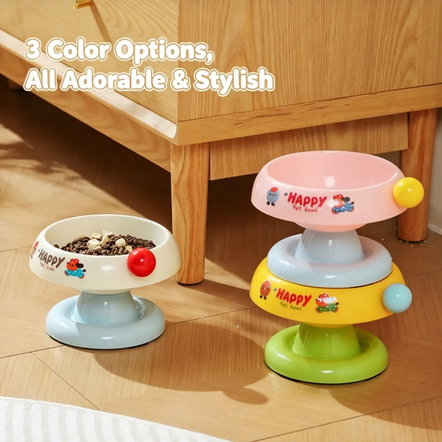 Stylish Stainless Steel Cat and Dog Bowl Feeder - Anti-Slip, Easy to Clean, and Available in 3 Vibrant Colors!