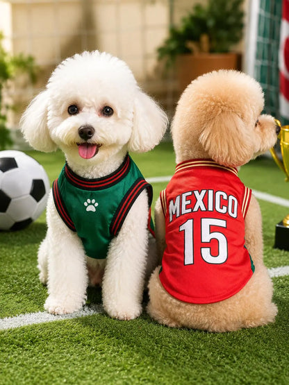 Mexico 15 Pet Jersey Shirt - Stylish & Breathable Sports Vest for Small Dogs & Cats, Perfect for Daily Wear, Outdoor Adventures, and Special Occasions