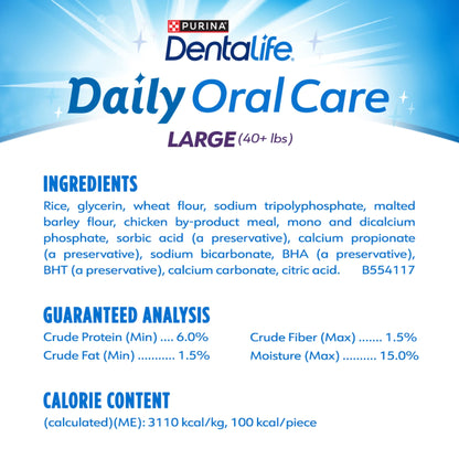 Purina Daily Oral Care Large Dog Dental Treats with Chicken - 20.7 Oz Pouch (18 Count) for Fresh Breath & Healthy Teeth!