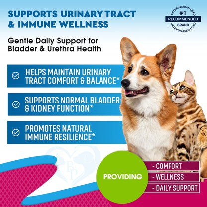 Cranberry & D-Mannose Liquid Drops for Pets - Ultimate Urinary Tract Support for Dogs & Cats, Promotes Kidney & Bladder Health for All Breeds