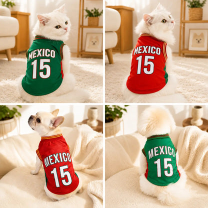 Mexico 15 Pet Jersey Shirt - Stylish & Breathable Sports Vest for Small Dogs & Cats, Perfect for Daily Wear, Outdoor Adventures, and Special Occasions