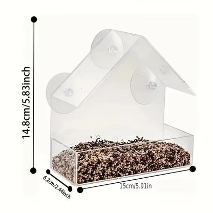 Clear Acrylic Suction Cup Bird Feeder - Perfect Window Feeder for Outdoor Bird Watching