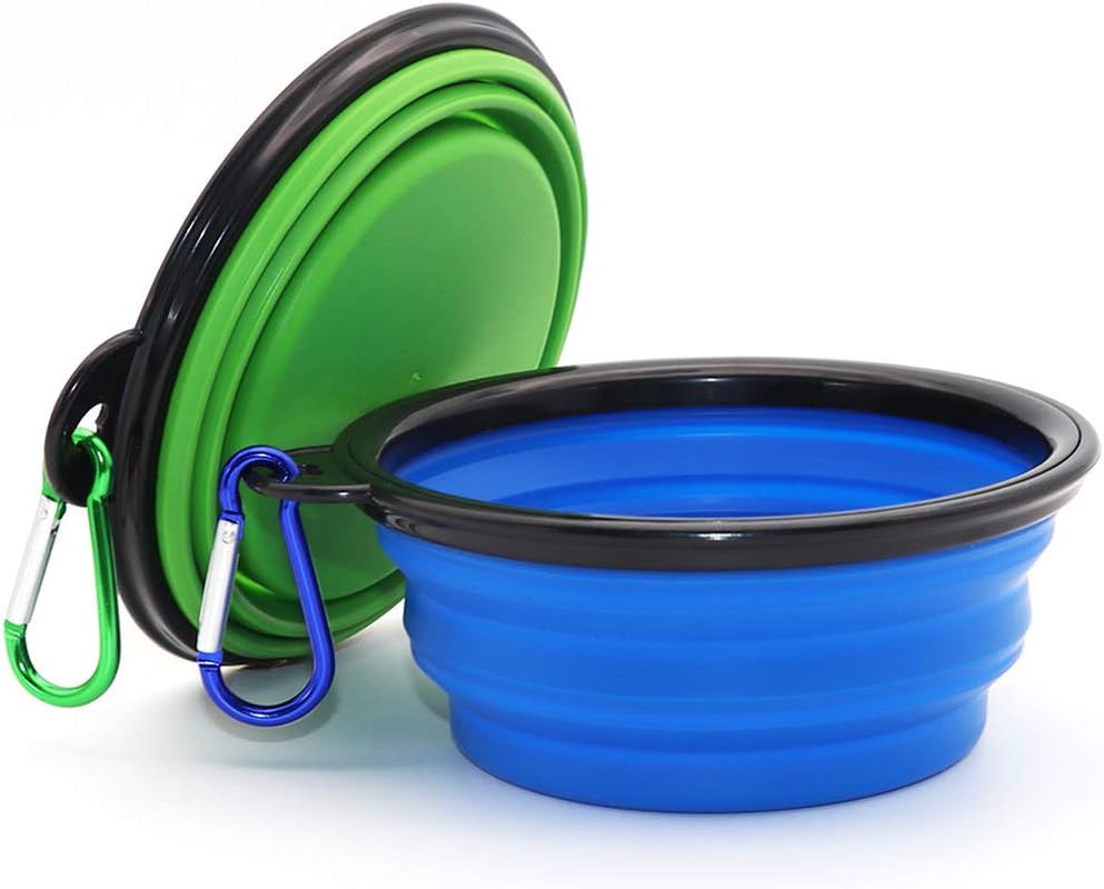 Ultimate Collapsible Dog Bowl 2-Pack - Travel-Friendly Foldable Pet Food & Water Dishes in Vibrant Blue & Green
