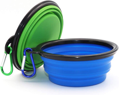 Ultimate Collapsible Dog Bowl 2-Pack - Travel-Friendly Foldable Pet Food & Water Dishes in Vibrant Blue & Green