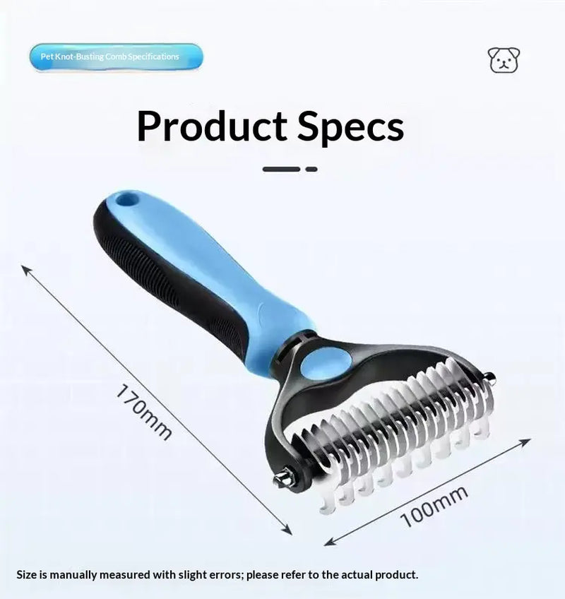 Ultimate Pet Dematting Undercoat Rake for Long-Haired Dogs & Cats - Double-Sided Deshedding Brush for Pain-Free Grooming & Reduced Shedding!