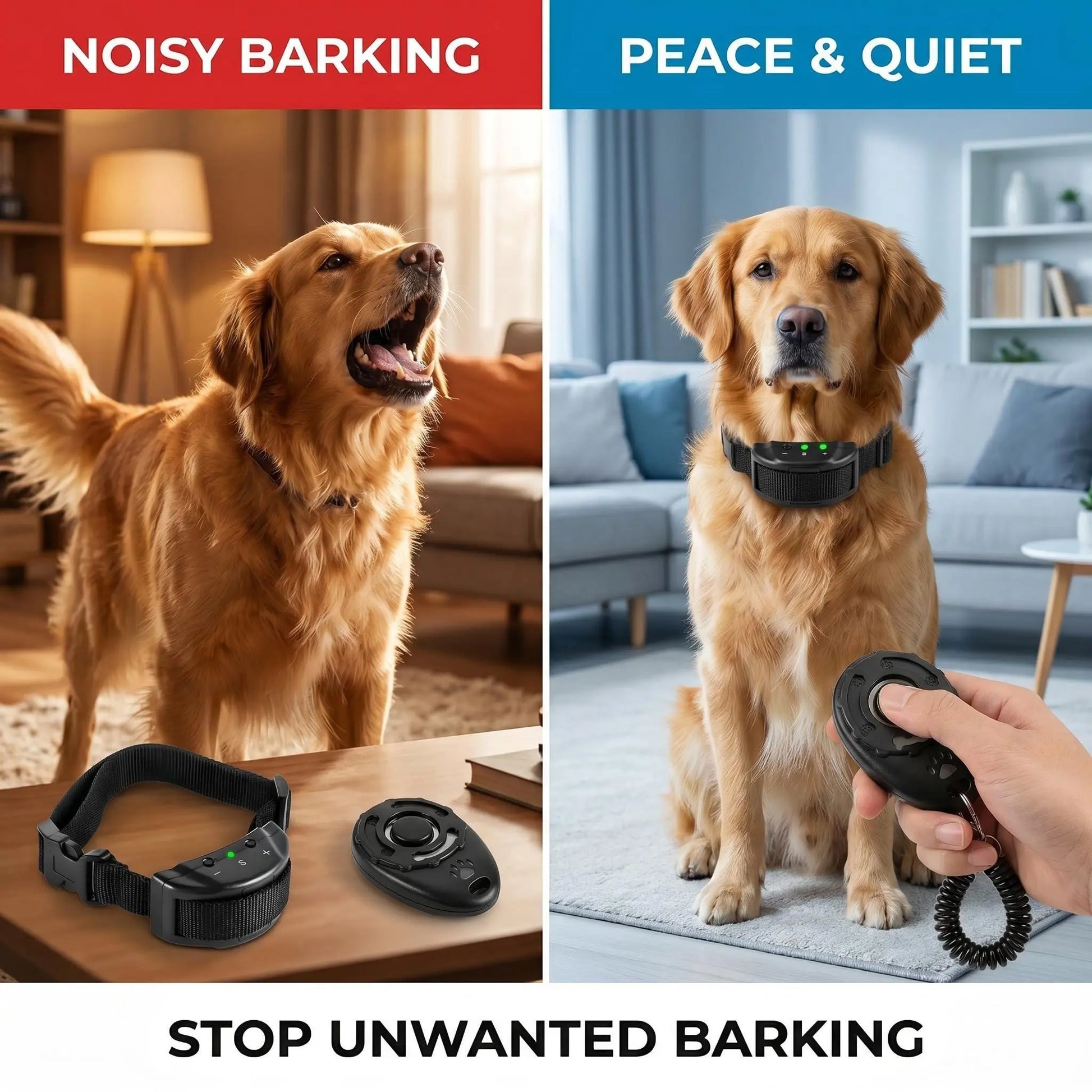 Ultimate 2-in-1 Dog Bark Collar Training Set - Gentle Remote Control Solution for Peaceful Home & Outdoor Adventures!