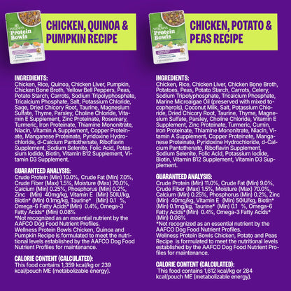 Wholesome Chicken Protein Bowls for Dogs - 6 Pack of Fresh Adult Food with Grains, 6.2 Ounce Pouches