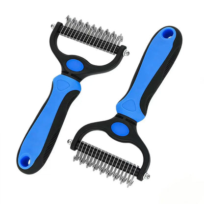 Ultimate Pet Dematting Undercoat Rake for Long-Haired Dogs & Cats - Double-Sided Deshedding Brush for Pain-Free Grooming & Reduced Shedding!
