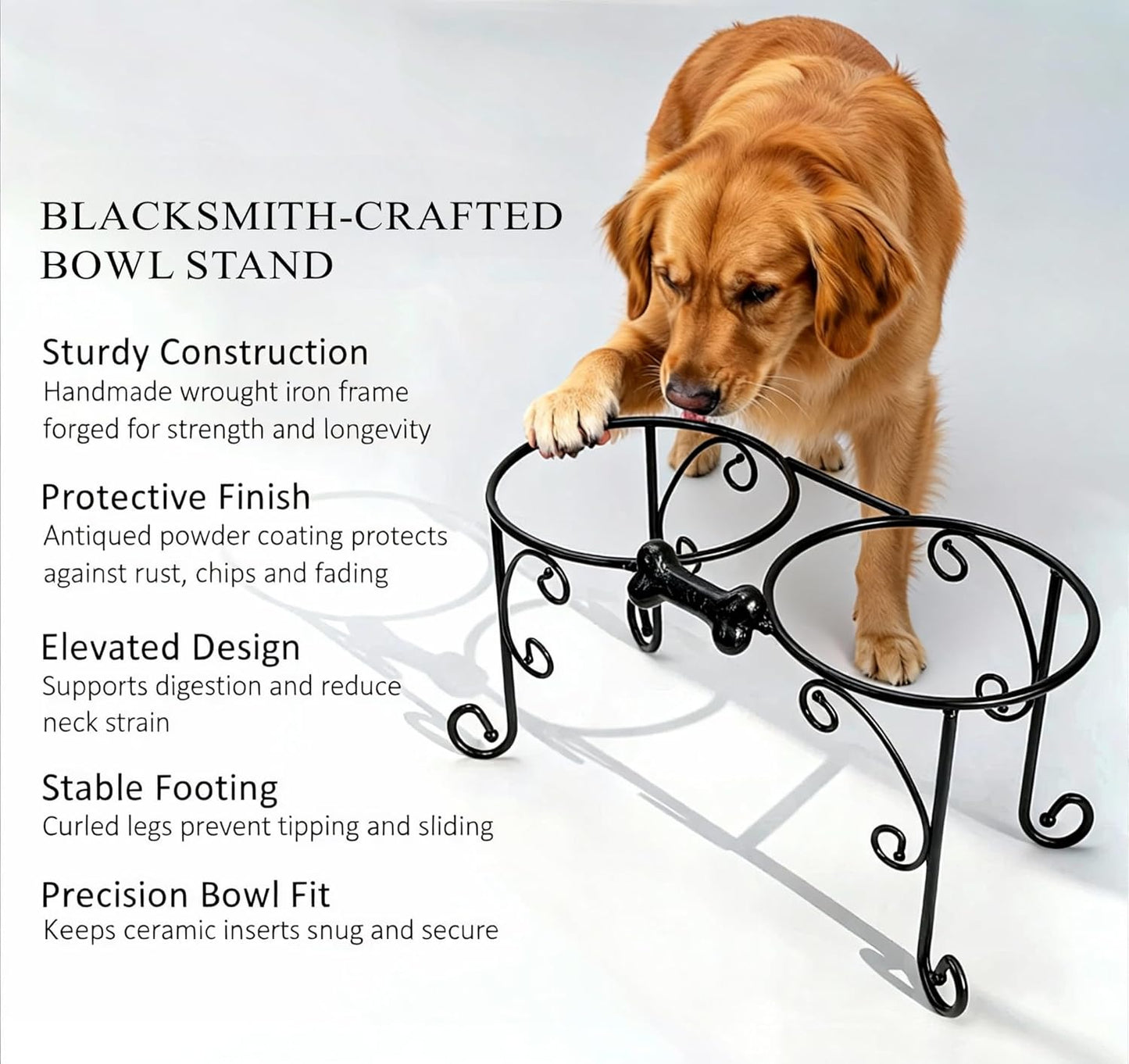 Elevated Dog Bowl Stand with 3 Durable Ceramic Bowls - Stylish Raised Feeding Station for Large Dogs, Includes 2 Standard Bowls and 1 Slow Feeder in Lucite Green