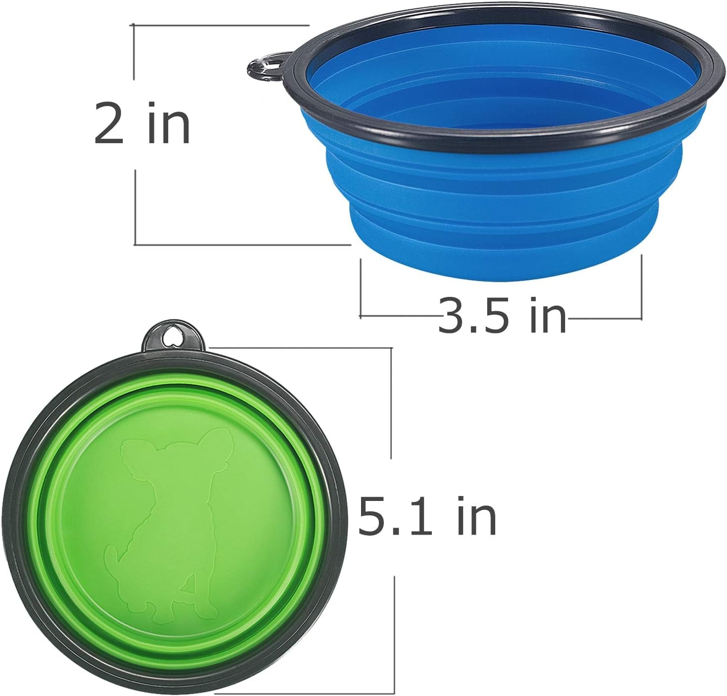 Ultimate Collapsible Dog Bowl 2-Pack - Travel-Friendly Foldable Pet Food & Water Dishes in Vibrant Blue & Green