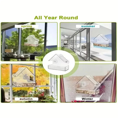 Clear Acrylic Suction Cup Bird Feeder - Perfect Window Feeder for Outdoor Bird Watching
