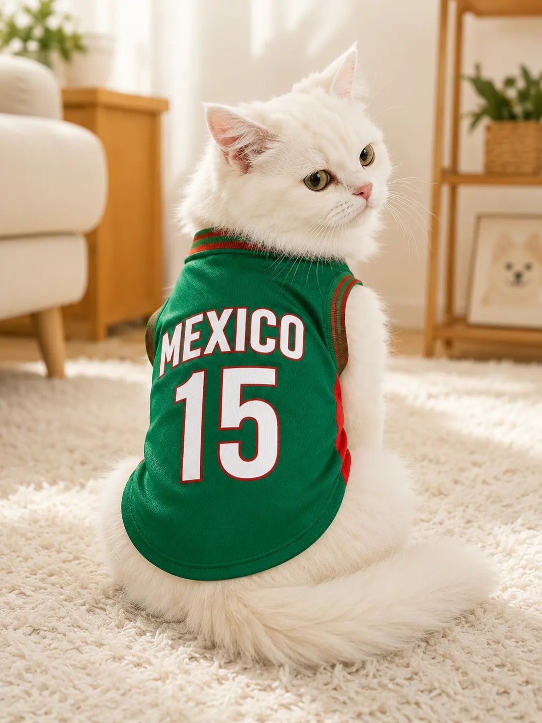 Mexico 15 Pet Jersey Shirt - Stylish & Breathable Sports Vest for Small Dogs & Cats, Perfect for Daily Wear, Outdoor Adventures, and Special Occasions