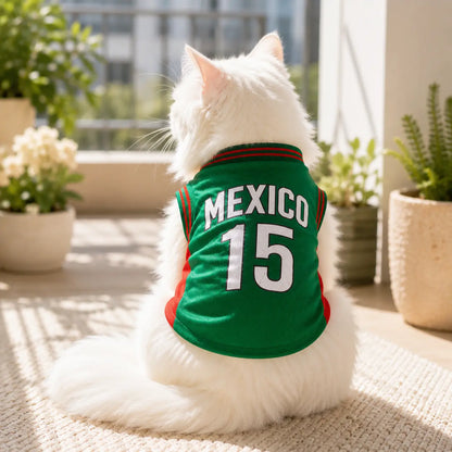 Mexico 15 Pet Jersey Shirt - Stylish & Breathable Sports Vest for Small Dogs & Cats, Perfect for Daily Wear, Outdoor Adventures, and Special Occasions